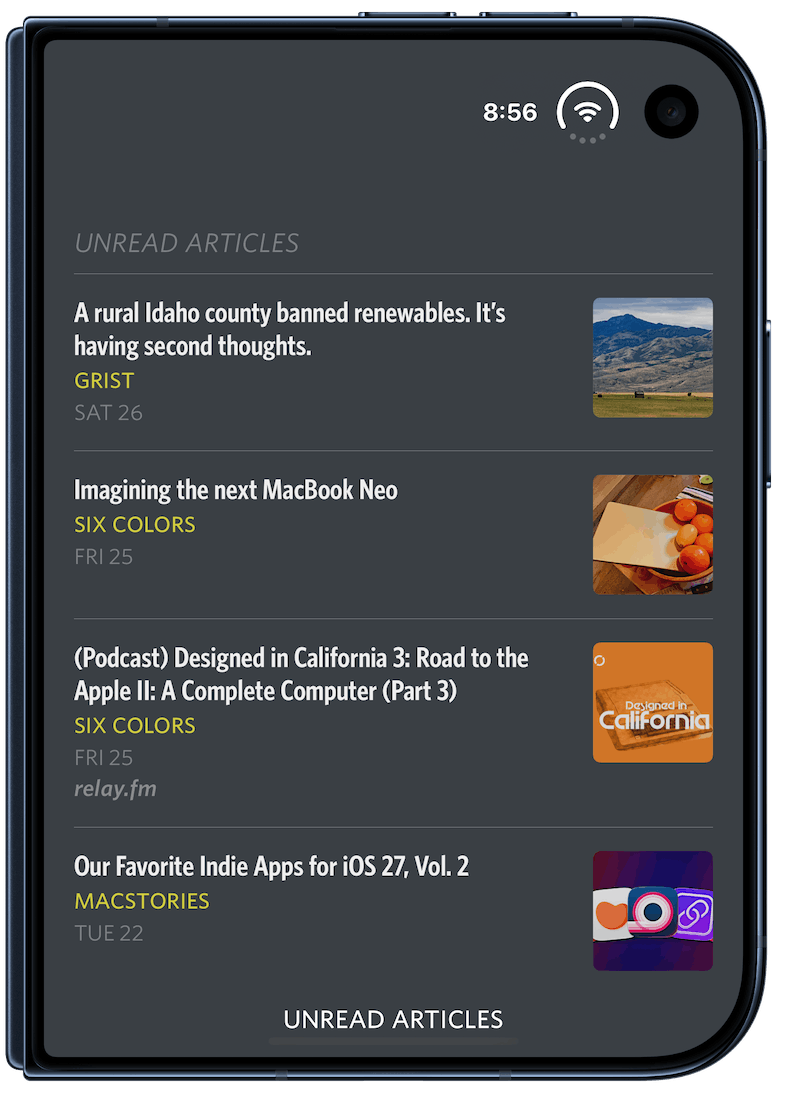 Article list on a closed iPhone Duo